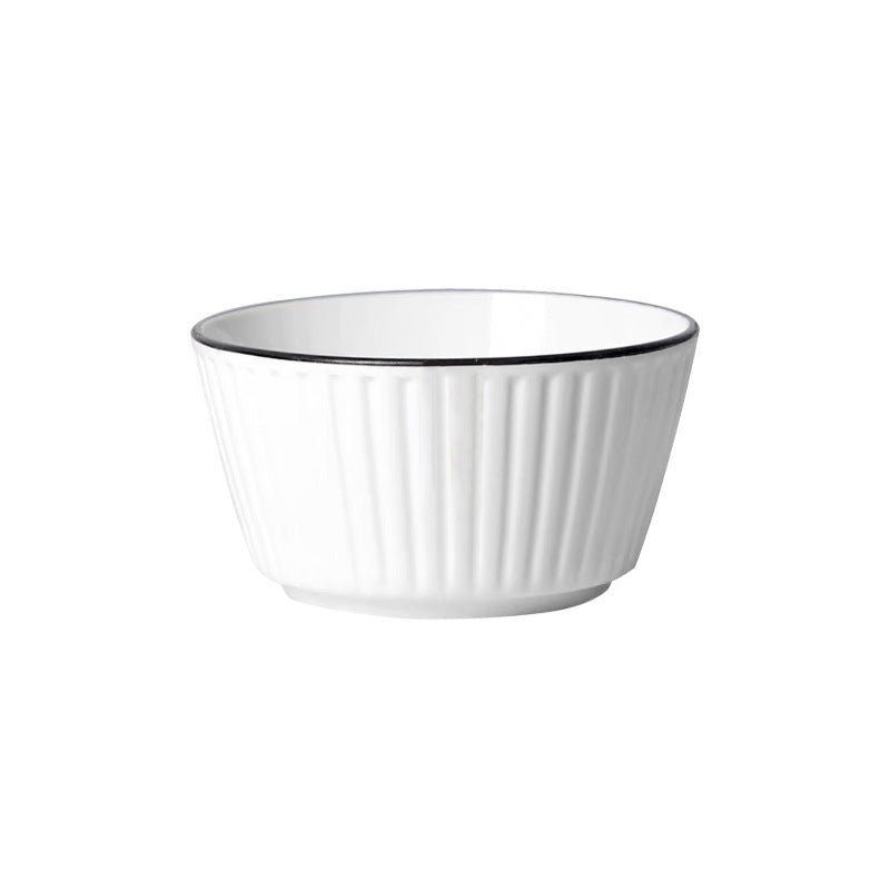 Simple Pure White Black Rim Ceramic Bowl