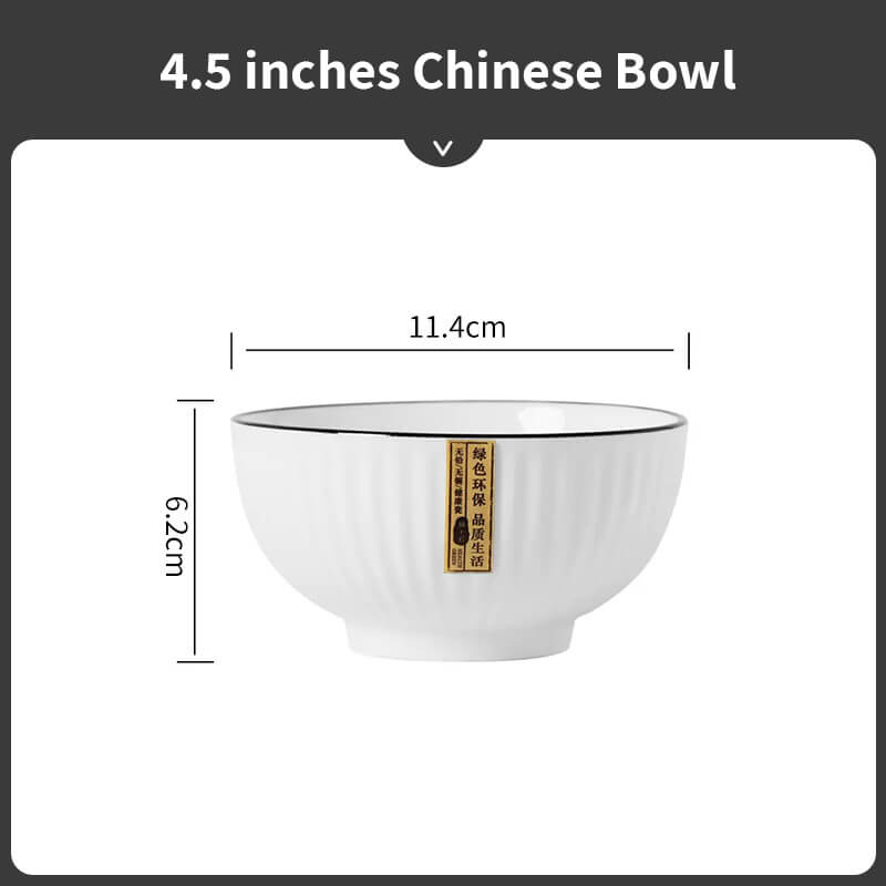 Simple Pure White Black Rim Ceramic Bowl